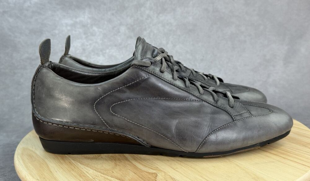 Magnanni for Neiman Marcus Men's Grey Leather Sneakers Size 13